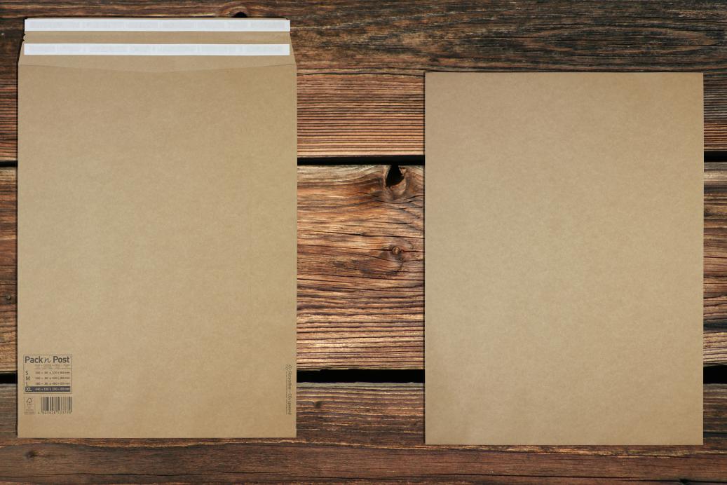 Versandbeutel 440x590 mm Haftklebend Braun 110 g/qm Falte 100 mm